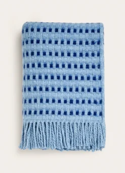 Best Bouchara PLAID BICOLORE EN MÉLANGE DE LAINE BLEU CHINÉ