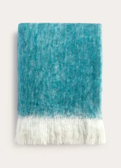 Sale Bouchara PLAID EFFET MOHAIR À FRANGES BLEU