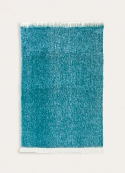 Sale Bouchara PLAID EFFET MOHAIR À FRANGES BLEU