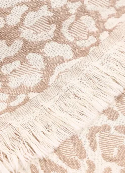 Online Bouchara PLAID EN COTON JACQUARD MOTIF LÉOPARD BEIGE