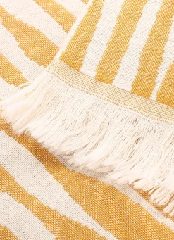 Sale Bouchara PLAID EN COTON JACQUARD MOTIF ZÈBRE JAUNE FONCE