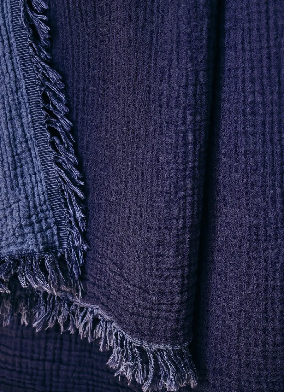 New Bouchara PLAID EN GAZE DE COTON DENIM