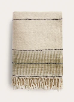 Clearance Bouchara PLAID LÉGER EN COTON ET LIN VERT