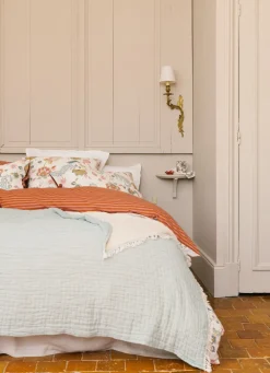 Bouchara PLAID ÉPAIS EN GAZE DE COTON EFFET MATELASSÉ VERT CLAIR