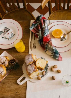 Hot Bouchara PLANCHE À DÉCOUPE RONDE EN GRÈS FESTIVE BLANC