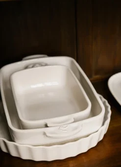 Sale Bouchara PLAT À FOUR EN GRÈS RECTANGLE AUTHENTIQUE BLANC