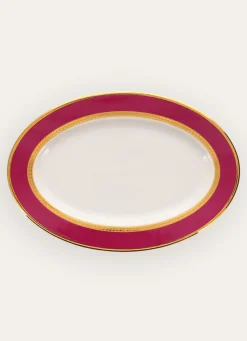 Bouchara PLAT DE PRÉSENTATION EN PORCELAINE ESPRIT VÉNITIEN ROSE FUCHSIA