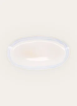 Hot Bouchara PLAT OVALE EN GRÈS CIEL CRÈME / BLEU