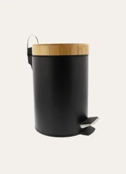 Discount Bouchara POUBELLE À PÉDALE EN MÉTAL ET BAMBOU NOIR