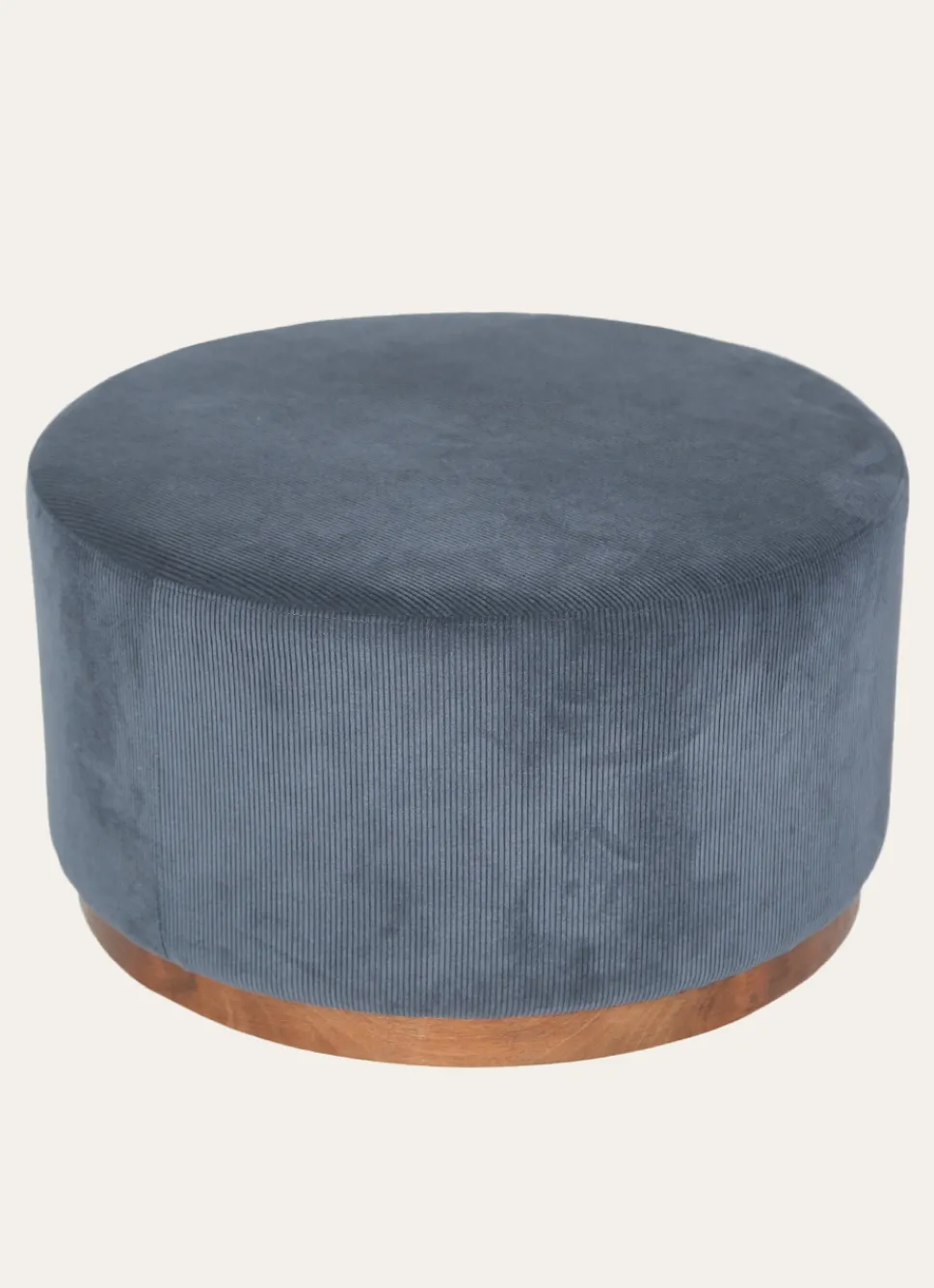 Discount Bouchara POUF CÔTELÉ BAS EN BOIS RIBS BLEU FONCÉ