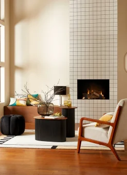 Best Bouchara POUF EN VELOURS - DÉCOUPE TRAVAILLÉE Noir