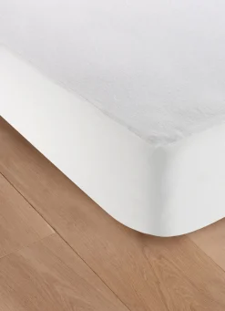 Bouchara PROTÈGE-MATELAS MOLLETON DE COTON GRAND BONNET BLANC