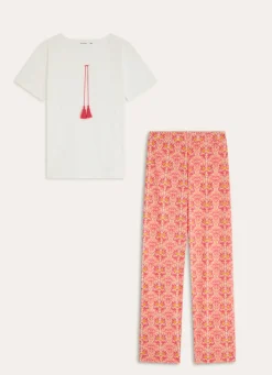Bouchara PYJAMA 2 PIÈCES AVEC T-SHIRT ET PANTALON IMPRIMÉ ROSE
