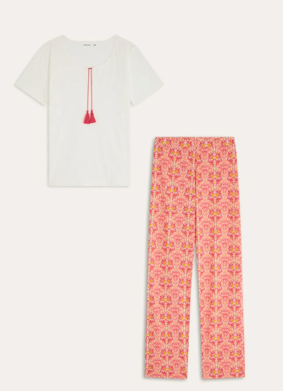 Bouchara PYJAMA 2 PIÈCES AVEC T-SHIRT ET PANTALON IMPRIMÉ ROSE