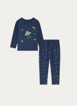 Best Bouchara PYJAMA 2 PIÈCES EN COTON IMPRIMÉ GALACTIQUE BLEU MARINE