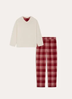 Hot Bouchara PYJAMA HAUT POLAIRE CAROW ÉCRU ET CARREAUX