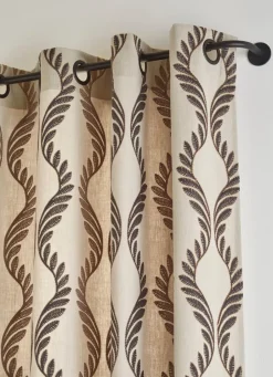 Bouchara RIDEAU BRODÉ DESSIN FEUILLAGE BEIGE