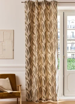 Clearance Bouchara RIDEAU EN COTON ET LIN IMPRIMÉ ARGILE