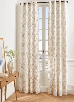 Outlet Bouchara RIDEAU EN COTON MOTIF VÉGÉTAL ET FLORAL BLANC