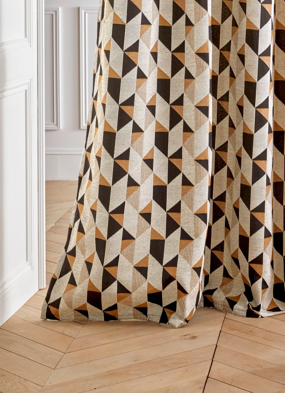 Hot Bouchara RIDEAU EN JACQUARD MOTIFS GÉOMÉTRIQUES BRONZE