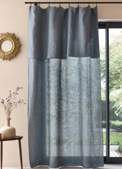 Sale Bouchara RIDEAU EN LIN LAVÉ BOURDON BLEU