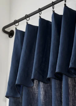 Online Bouchara RIDEAU EN LIN LAVÉ ET BOURDON MARINE