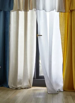 Clearance Bouchara RIDEAU EN LIN LAVÉ ET BOURDON BLANC