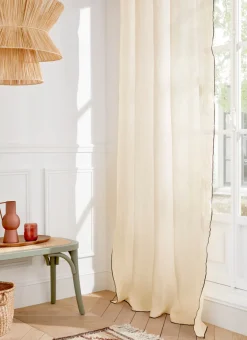Outlet Bouchara RIDEAU EN LIN LAVÉ ET BOURDON NATUREL