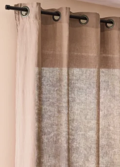 Online Bouchara RIDEAU EN LIN LAVÉ UNI CAFÉ AU LAIT