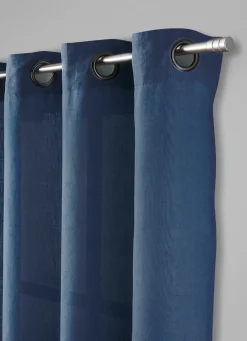 New Bouchara RIDEAU EN LIN LAVÉ UNI MARINE
