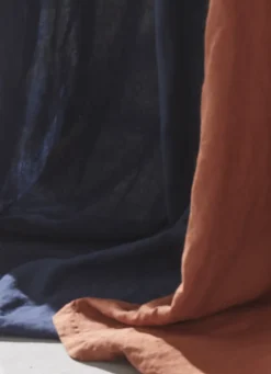 New Bouchara RIDEAU EN LIN LAVÉ UNI MARINE