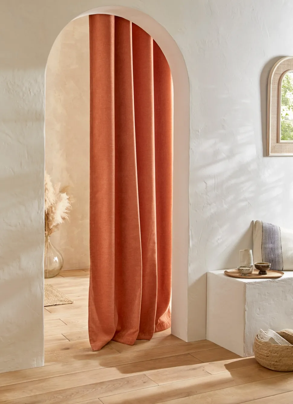 Hot Bouchara RIDEAU EN VELOURS CHENILLE UNI TERRACOTTA