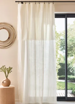 Clearance Bouchara RIDEAU FLUIDE TEXTURÉ EN COTON ET LIN ECRU