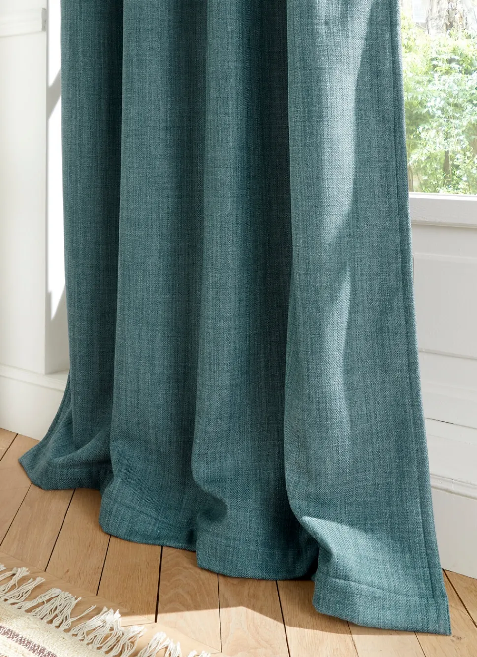 Clearance Bouchara RIDEAU ISOLANT THERMIQUE UNI TEXTURÉ BLEU VERT