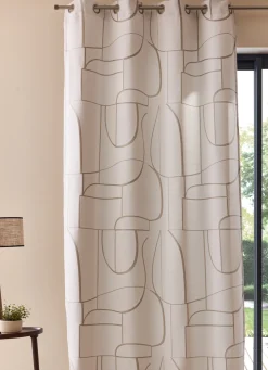 Outlet Bouchara RIDEAU JACQUARD À MOTIF GÉOMÉTRIQUE CONTRASTÉ BLANC