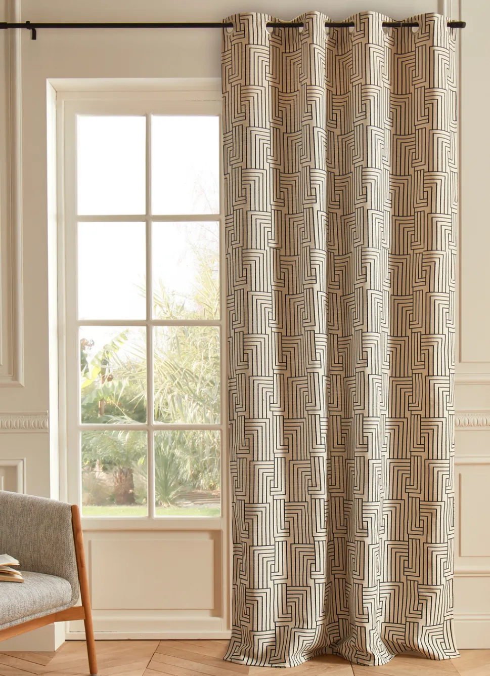 Online Bouchara RIDEAU JACQUARD BICOLORE ÉCRU/NOIR