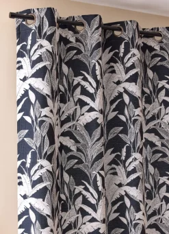 Sale Bouchara RIDEAU JACQUARD CHENILLE AVEC MOTIFS VÉGÉTAUX MARINE