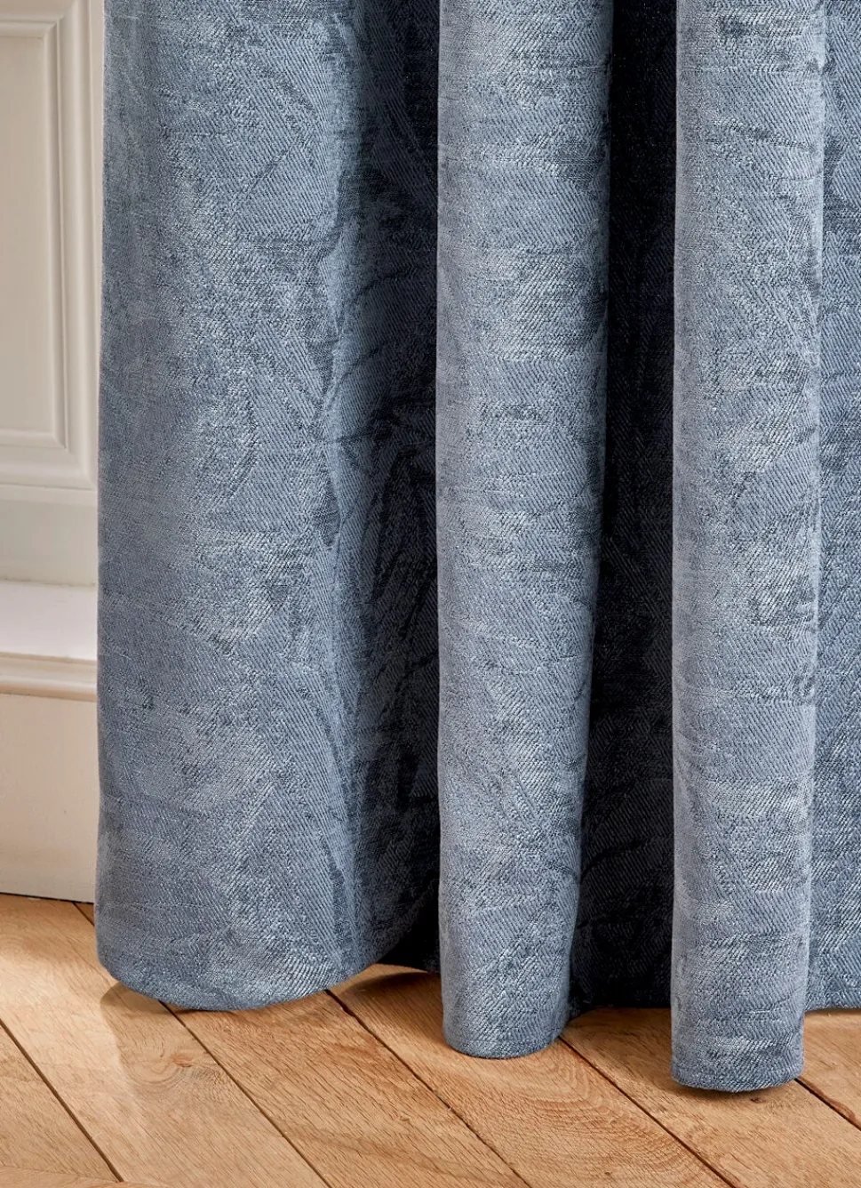 Outlet Bouchara RIDEAU JACQUARD MOTIF VÉGÉTAL TESS Bleu ORAGE