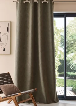 New Bouchara RIDEAU OCCULTANT ASPECT NATUREL AVEC LIN KAKI