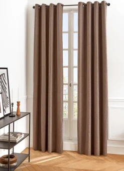 Clearance Bouchara RIDEAU TAMISANT UNI TISSAGE CHEVRON TIAMO MARRON