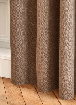 Clearance Bouchara RIDEAU TAMISANT UNI TISSAGE CHEVRON TIAMO MARRON