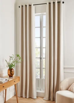 Clearance Bouchara RIDEAU THERMIQUE UNI EFFET VELOURS MAT GROELAND ÉCRU