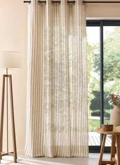 Sale Bouchara RIDEAU TRAMÉ À RAYURES NATUREL / NOIR