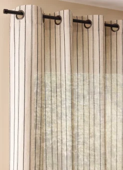 Sale Bouchara RIDEAU TRAMÉ À RAYURES NATUREL / NOIR