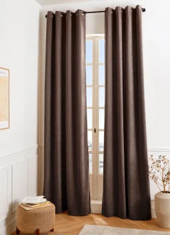 Clearance Bouchara RIDEAU UNI ASPECT VELOURS TOUCHER DOUX CANNA CHOCOLAT