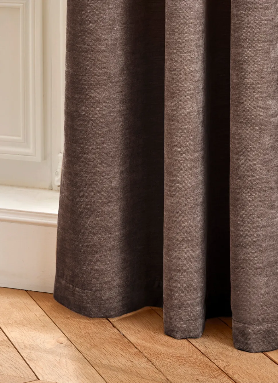 Clearance Bouchara RIDEAU UNI ASPECT VELOURS TOUCHER DOUX CANNA CHOCOLAT