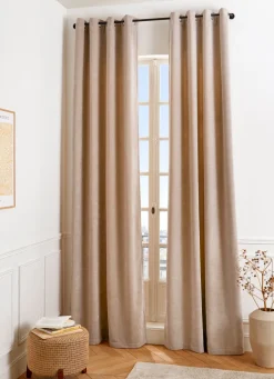 Best Bouchara RIDEAU UNI ASPECT VELOURS TOUCHER DOUX CANNA BEIGE