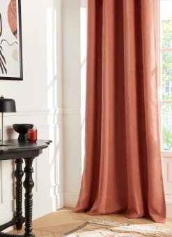 Discount Bouchara RIDEAU UNI AVEC EFFET GRATTÉ ROSE TERRACOTTA