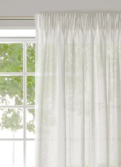 Discount Bouchara RIDEAU UNI EN LIN LAVÉ À GALON FRONCEUR SABLE