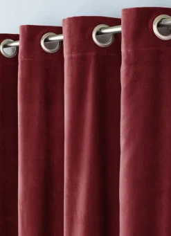 Sale Bouchara RIDEAU UNI EN VELOURS DE COTON DOUBLÉ CARMIN
